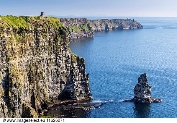Cliffs of Moher and O'Brien's Tower  County Clare  Ireland  Europe.