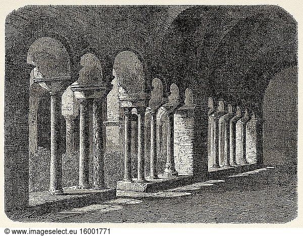 Cloister Basilica of Saint Paul Outside the Walls  Rome. Italy  Europe. Trip to Rome by Francis Wey 19Th Century.