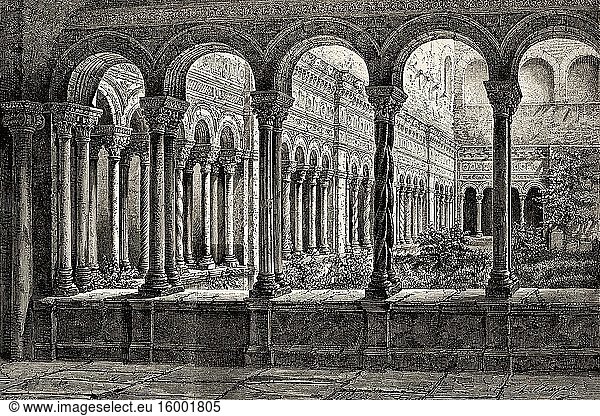 Cloister in the Basilica of St John Lateran  Rome. Italy  Europe. Trip to Rome by Francis Wey 19Th Century.