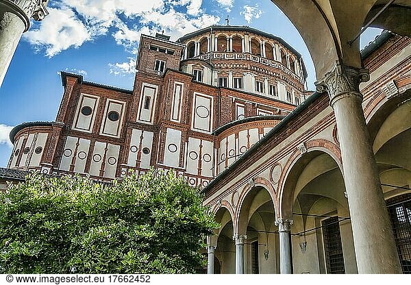 Cloister inside Santa Maria delle Grazie church in Milan  Italy