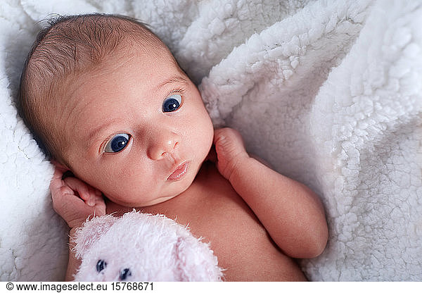 Close up cute newborn baby