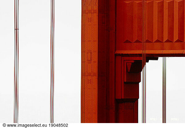 Close-up detail of a Golden Gate Bridge tower.