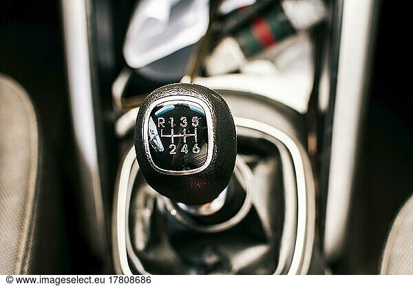 Close up of a car gear stick manual transmission  Manual gear lever of a car. Image of a car gear stick manual transmission