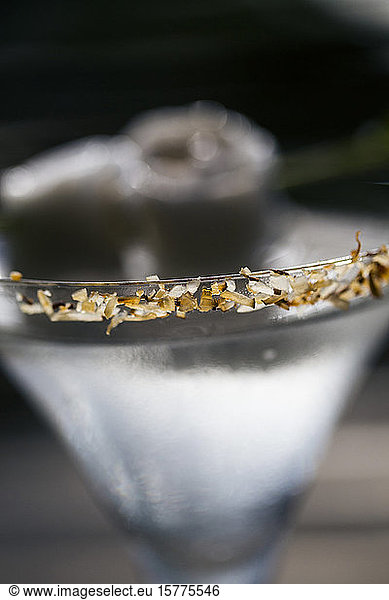 Close up of a coconut martini (Praow-Tini).