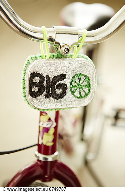 Close-up of Big Bike Sign on bicycle  studio shot