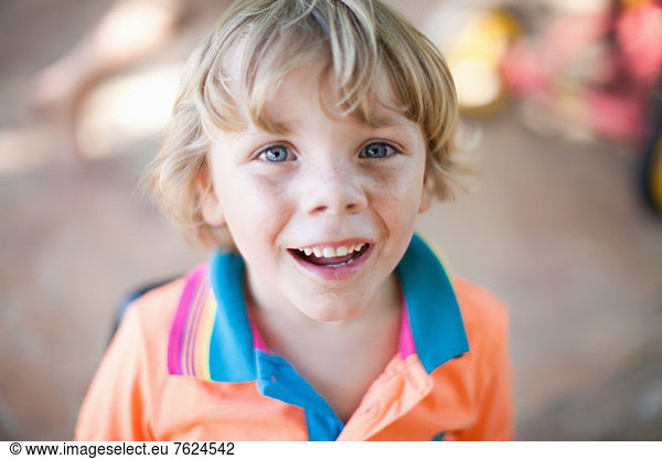 Close up of boy's smiling face