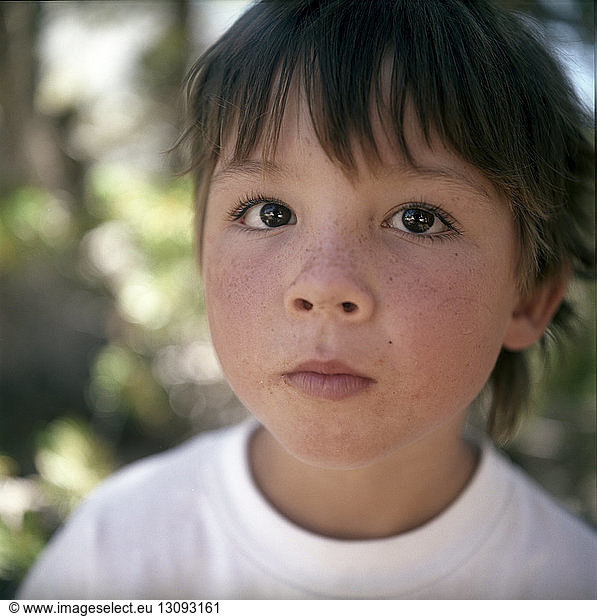 Close-up of boy with freckles
