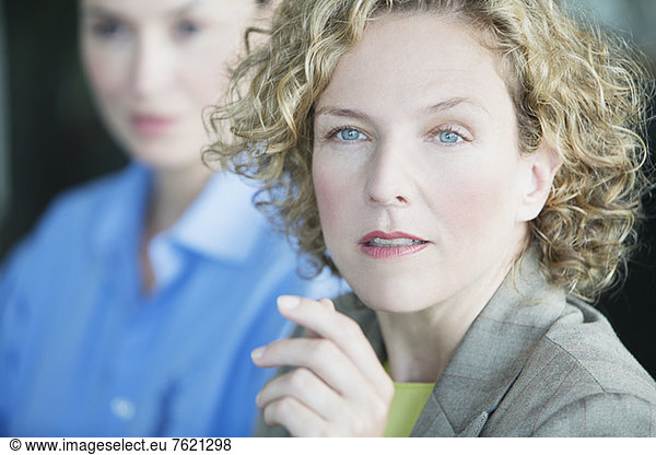 Close up of businesswoman's serious face