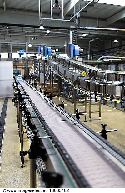 Close-up of conveyor belt in factory
