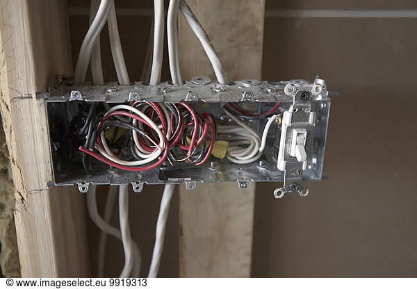 Close-up of Electrical Junction Box in Home Under Renovation