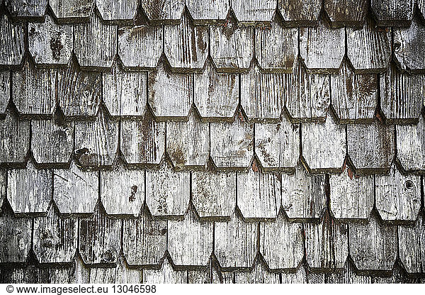 Close-up of old wooden shingles