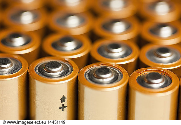 Close up of positive ends of batteries