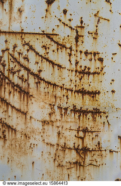 Close up of rusty  dirty metal wall  focus on scratch marks