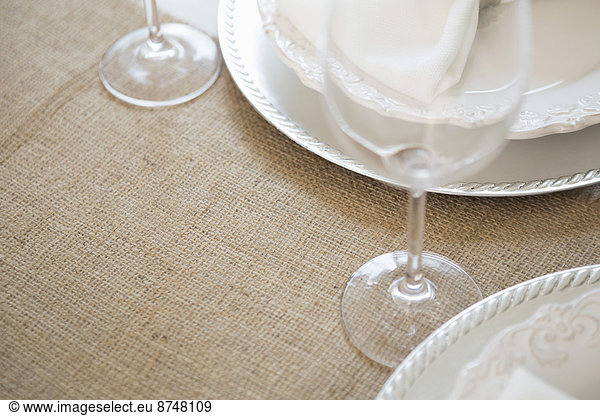 Close up of simple and elegant place setting