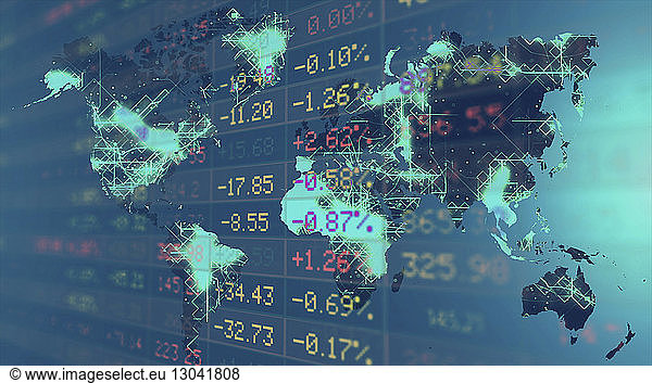 Close-up of stock market data on trading board