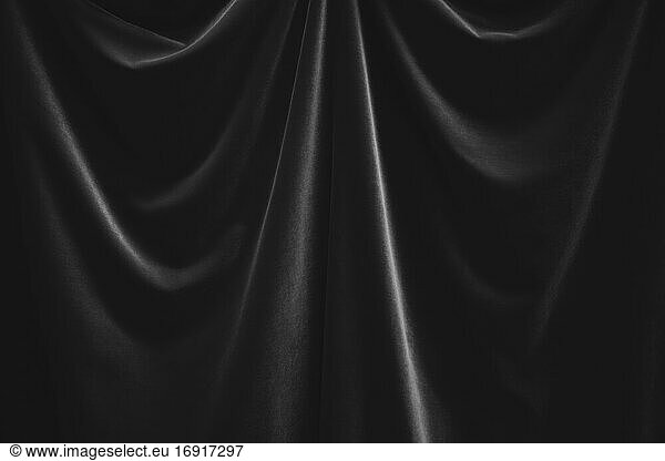 Close up of velvet curtain  focus on folds and creases