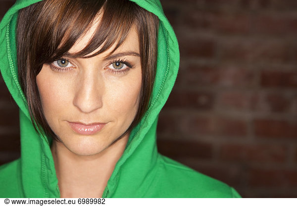 Close-Up of Woman Wearing Hoodie