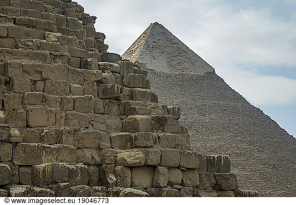 Close up view of a Pyramid wall at the Great Pyramids of Giza