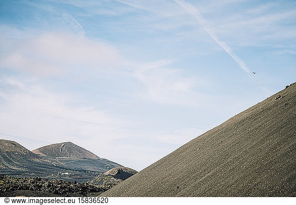 Close up view of the hill of Volcano Cuervo in Lanzarote  Timanfaya.