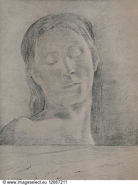 Closed Eyes  c.1890  (1946). Artist: Odilon Redon.