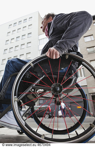Closeup on man in wheelchair