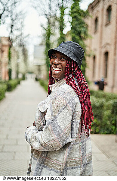 Closeup Portrait Of Black Woman Showing Happy Laughing Emotions
