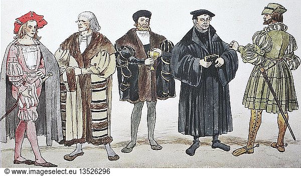 Clothing  fashion in Germany during the Reformation around 1500-1530  illustration  Germany  Europe