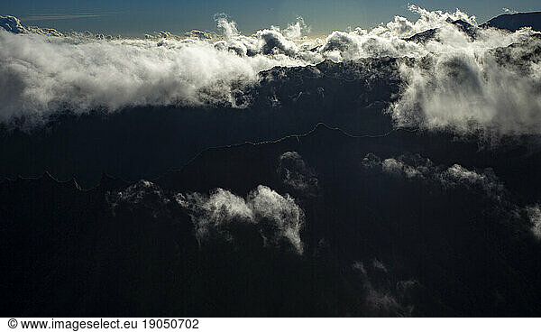 Clouds dancing over Kauai ridge tops  Na'Pali region