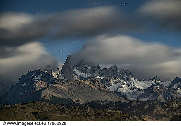 Clouds forming around Fitzroy's massive peaks.