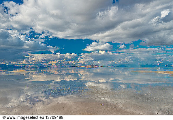 Clouds reflected in the Great Salt Lake  Utah.
