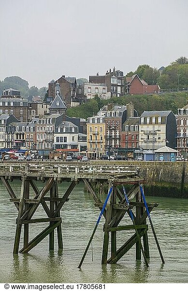 Coastal village of Le Treport at the mouth of the Bresle on the English Channel  Seine-Maritime department  Normandy region  France  Europe