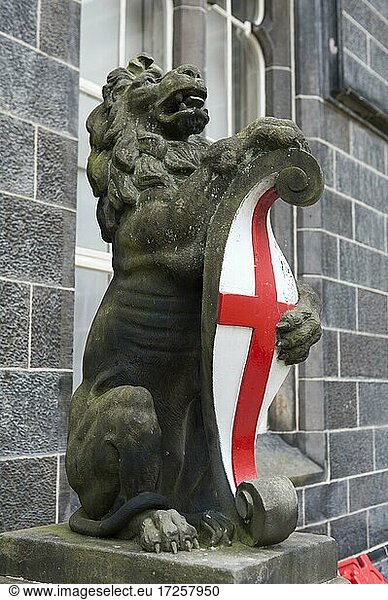 Coat of arms of England and heraldic animal  heraldic animal  the English lion  University and King's College of Aberdeen  University and King's Collage  Aberdeen  Scotland  Great Britain