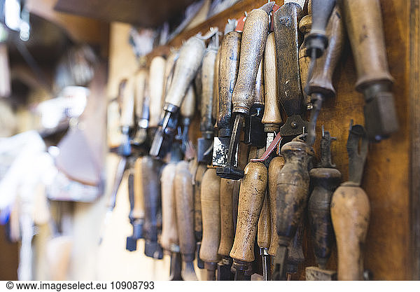 Cobbler's tool hanging in workshop