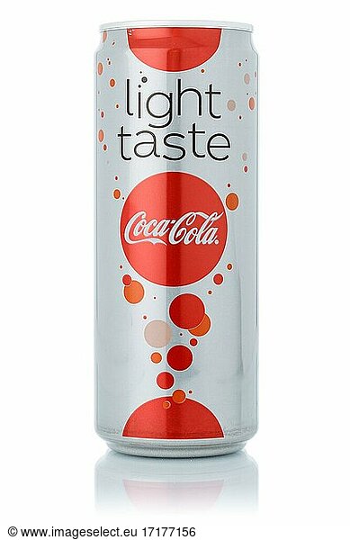 Coca Cola Coca-Cola light taste lemonade soft drink beverage in beverage can cutout on white background  Germany  Europe