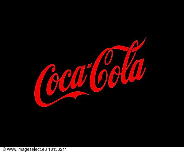 Coca Cola  gedrehtes Logo  Schwarzer Hintergrund