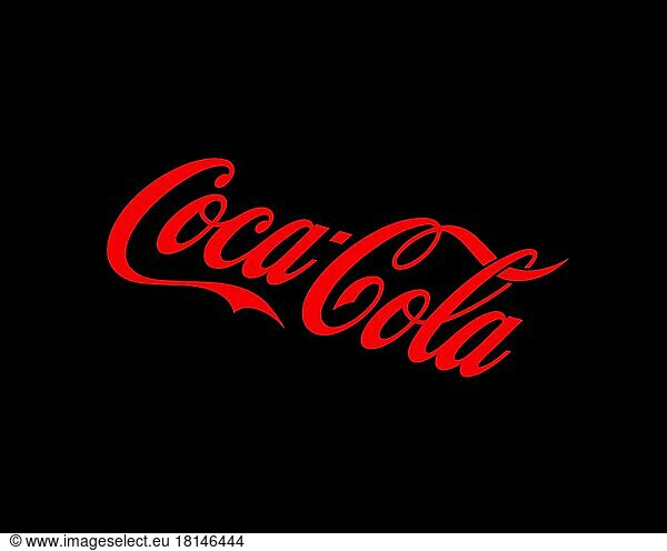 Coca Cola  gedrehtes Logo  Schwarzer Hintergrund B