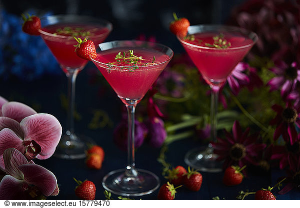 Cocktails in martini glass