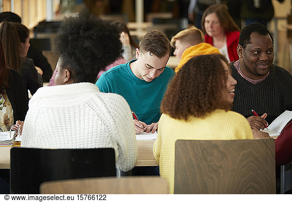 College students studying in classroom