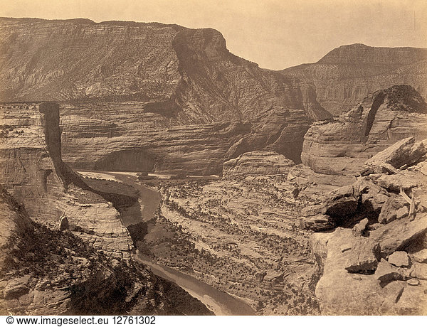 COLORADO: CANYONS  1872. Junction of the Green Canyon and Yampah Canyon in Colorado. Photograph  1872.
