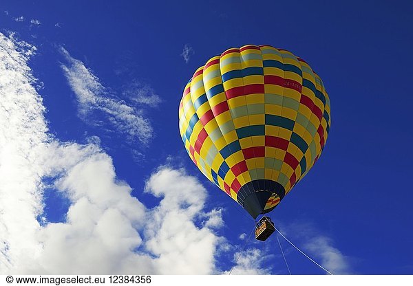 Colorful hot air balloon in the cloudy sky  Japan  Asia