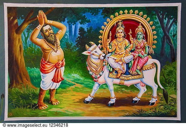 Colorful paintings on the ceiling of Nataraja Temple Colorful paintings ...