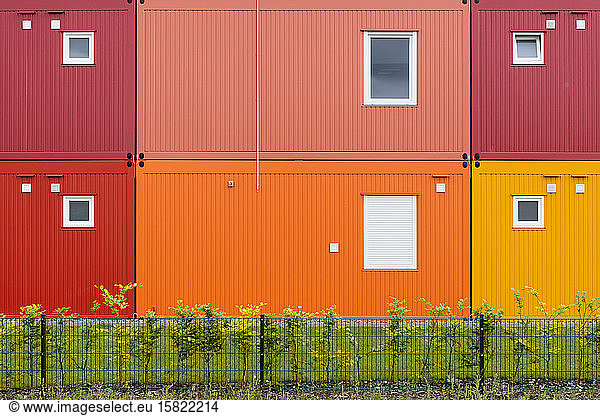 Colorful two-story container building
