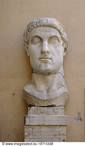 Colossal head  remains of the Roman colossal statue of Emperor Constantine  Palazzo dei Conservatori  Capitoline Museums  Capitoline Hill  Rome  Lazio  Italy  Europe