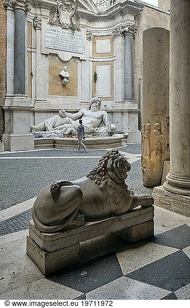 Colossal marble statue of Marforio  Capitoline Museums  Capitoline Hill  Rome  Lazio  Italy  Europe