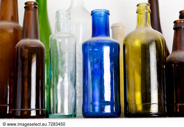 Colourful glass bottles