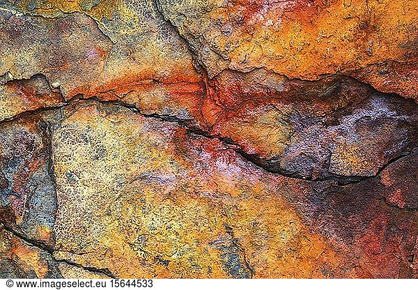 Colourful rust on a ferrous rock  Iceland  Europe