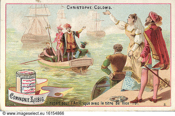 Columbus / 2nd voyage / Lithograph /1885