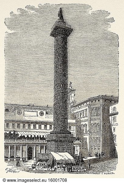 Column of Antoninus Pius  Rome. Italy  Europe. Trip to Rome by Francis Wey 19Th Century.
