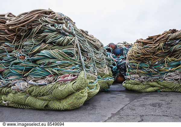 Commercial fishing nets at Fisherman's Terminal  Seattle  USA.