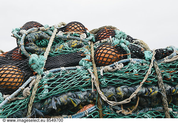 Commercial fishing nets at Fisherman's Terminal  Seattle  USA.